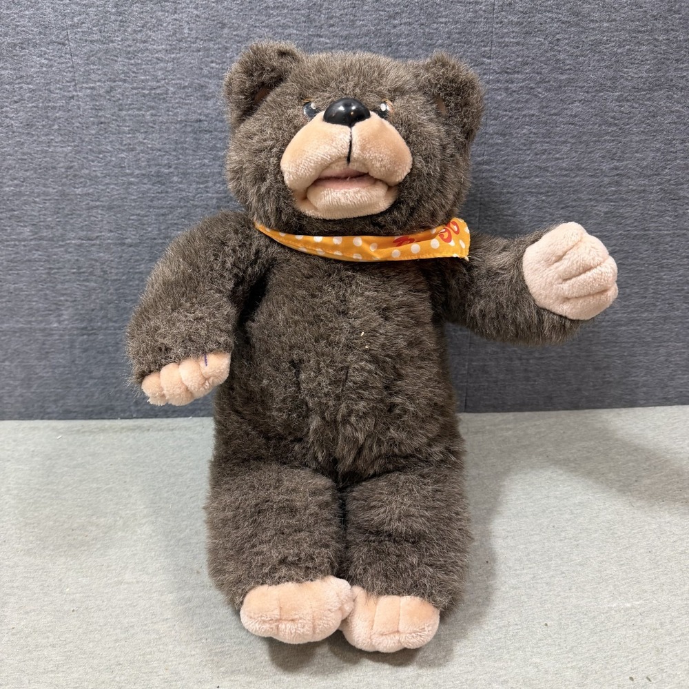 VTG 1986 BINGO BEAR Plush Hand Puppet Hasbro Softies Collectible NOT TALKING